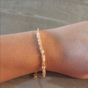 Elegant 14KGold and Cream Beaded Bracelet